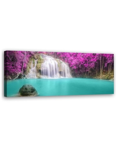 Leinwandbild - Wasserfall Natur Violett | Feeby