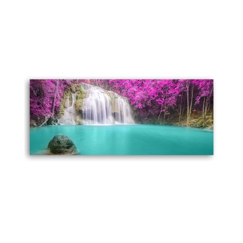 Leinwandbild - Wasserfall Natur Violett | Feeby