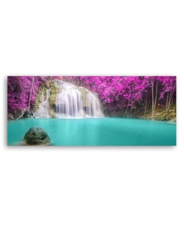 Leinwandbild - Wasserfall Natur Violett | Feeby