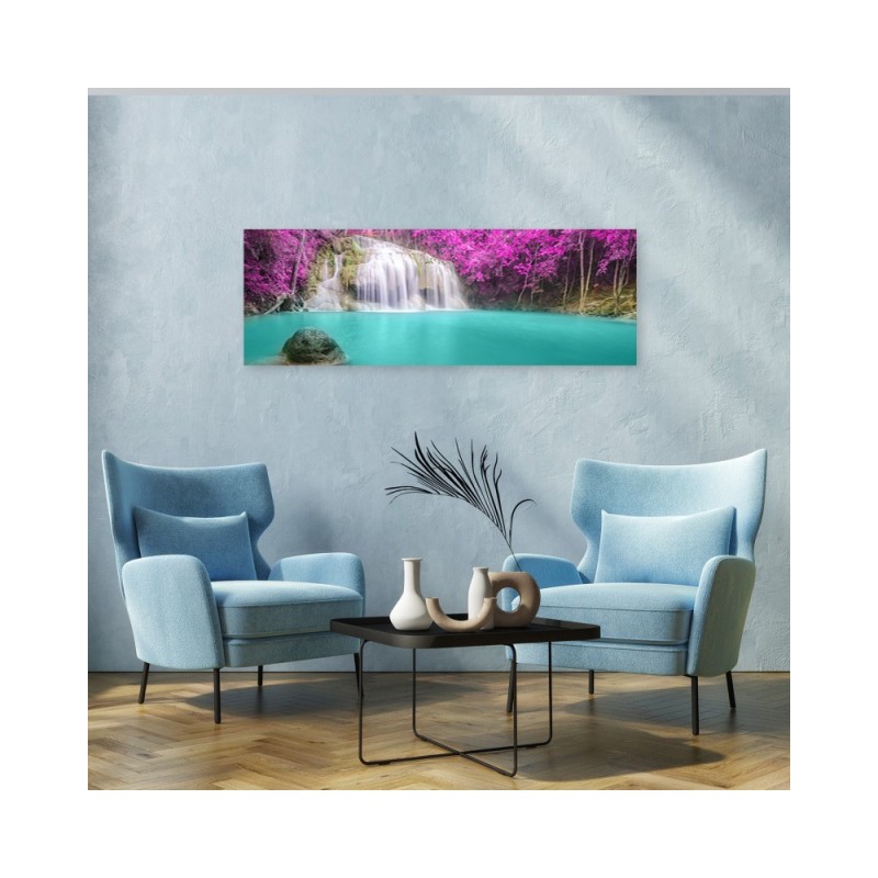 Leinwandbild - Wasserfall Natur Violett | Feeby