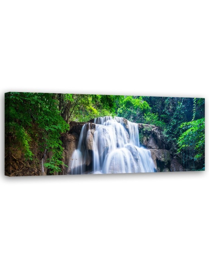 Leinwandbild - Wasserfall Natur Grün | Feeby