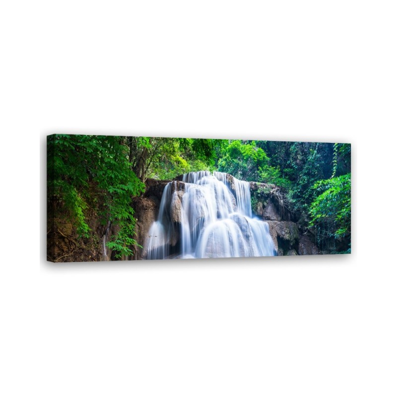 Leinwandbild - Wasserfall Natur Grün | Feeby
