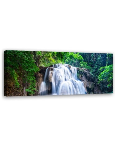 Leinwandbild - Wasserfall Natur Grün | Feeby