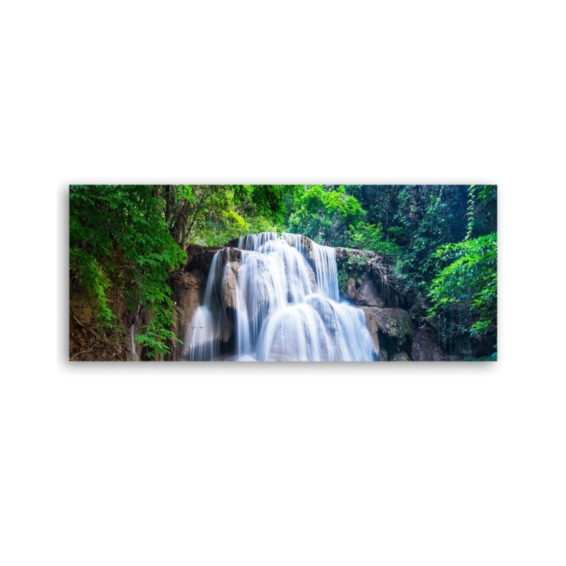 Leinwandbild - Wasserfall Natur Grün | Feeby