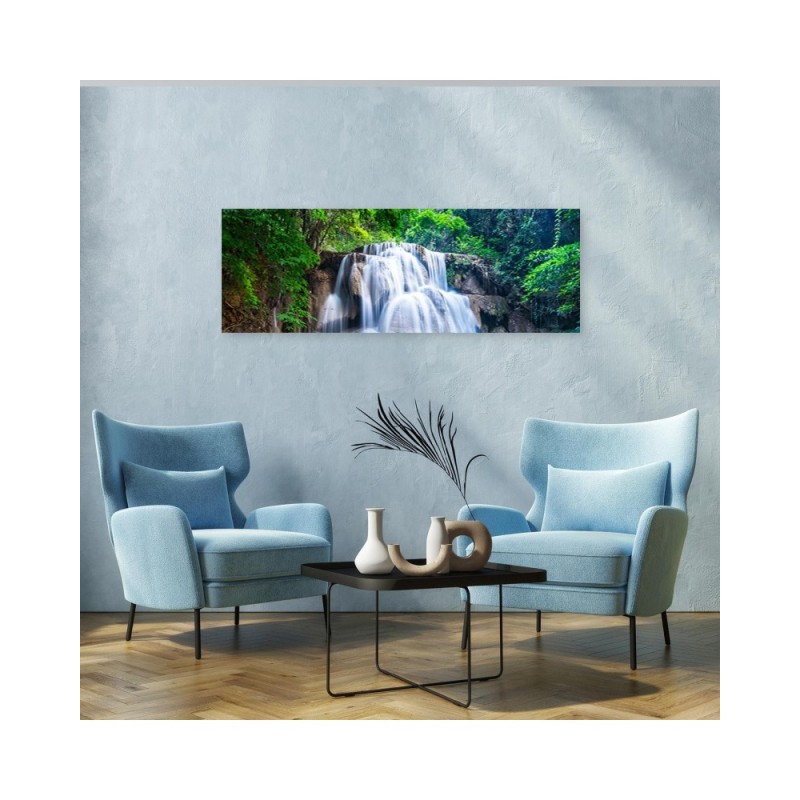 Leinwandbild - Wasserfall Natur Grün | Feeby