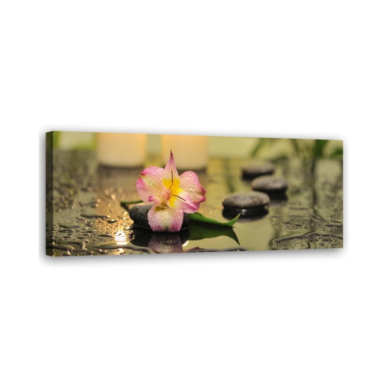 Dekoratives Leinwandbild - Orchideen-Zen-Steine | Feeby