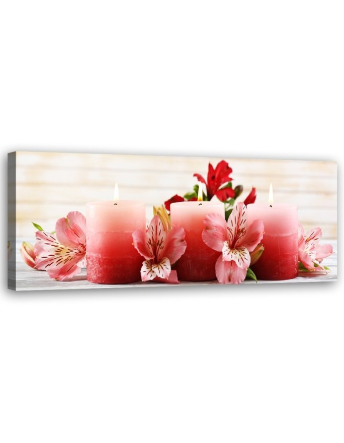 Modernes Wandbild - Blumen Kerzen Zen Rot | Feeby