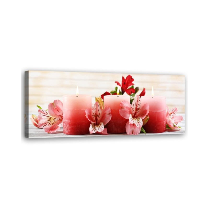Modernes Wandbild - Blumen Kerzen Zen Rot | Feeby