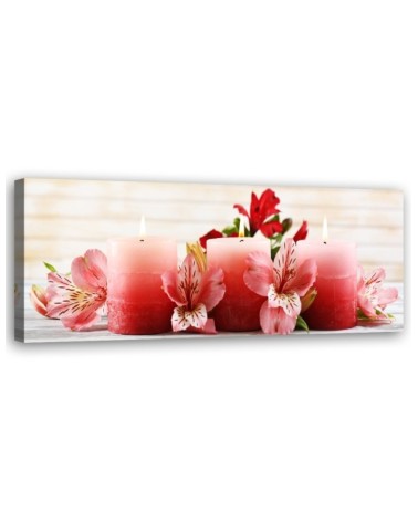 Flowers candles zen red - Wall painting for living room | FEEBY