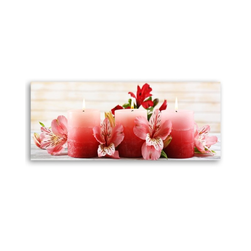Modernes Wandbild - Blumen Kerzen Zen Rot | Feeby