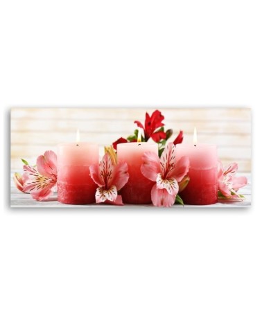 Modernes Wandbild - Blumen Kerzen Zen Rot | Feeby