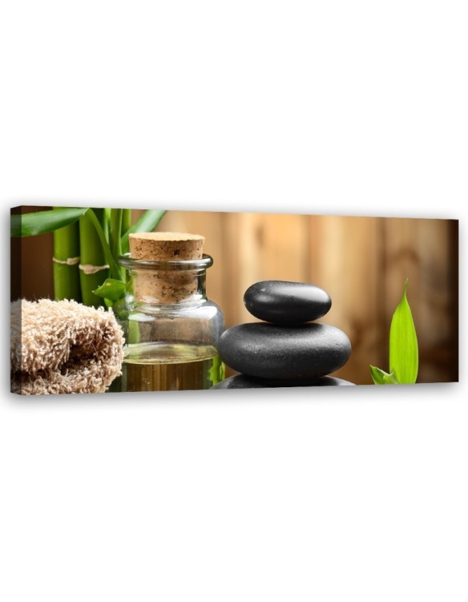 Bild - Zen-Komposition aus schwarzen Steinen und Bambus | Feeby