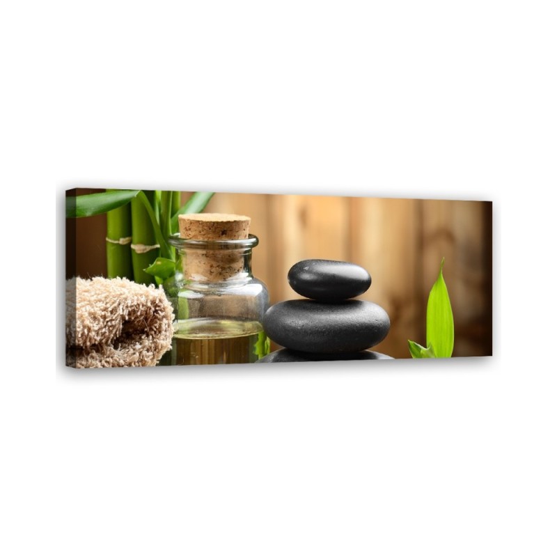 Bild - Zen-Komposition aus schwarzen Steinen und Bambus | Feeby