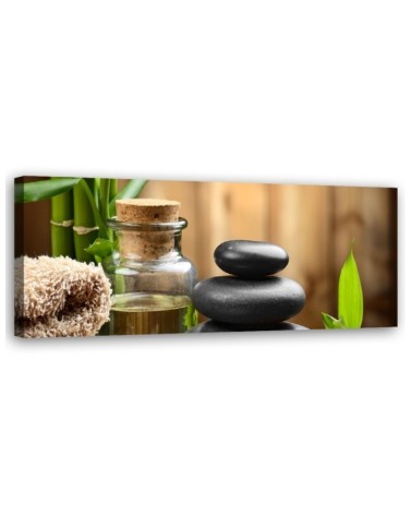 Bild - Zen-Komposition aus schwarzen Steinen und Bambus | Feeby