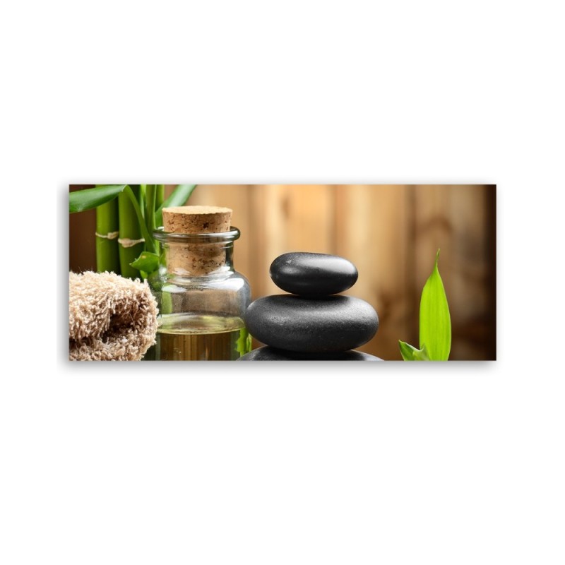 Bild - Zen-Komposition aus schwarzen Steinen und Bambus | Feeby