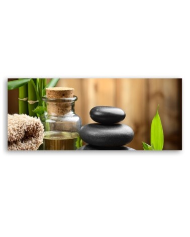 Bild - Zen-Komposition aus schwarzen Steinen und Bambus | Feeby