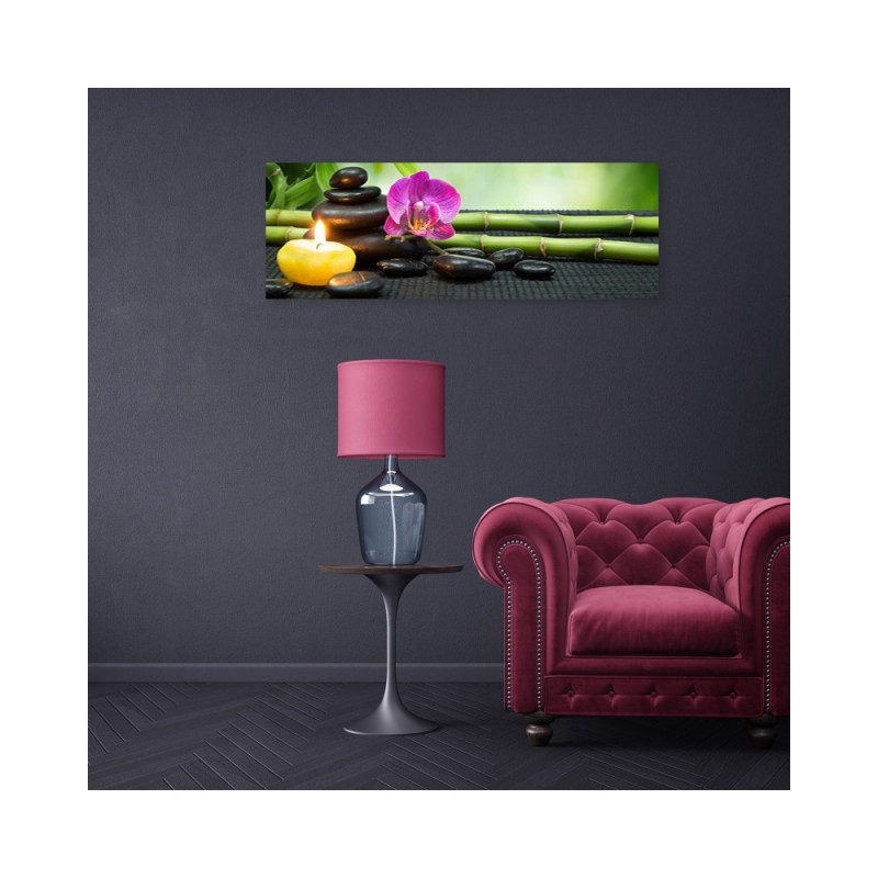 Leinwandbild modern - Zen-Komposition mit Kerze und Blumen | Feeby