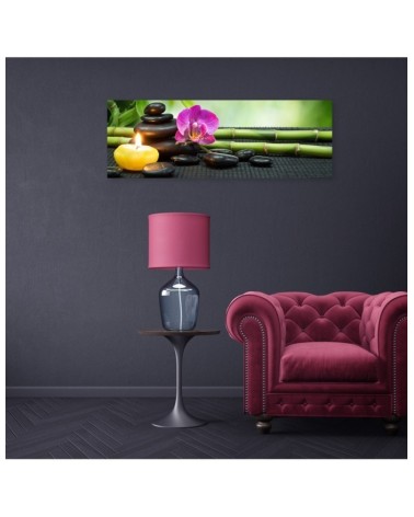 Leinwandbild modern - Zen-Komposition mit Kerze und Blumen | Feeby