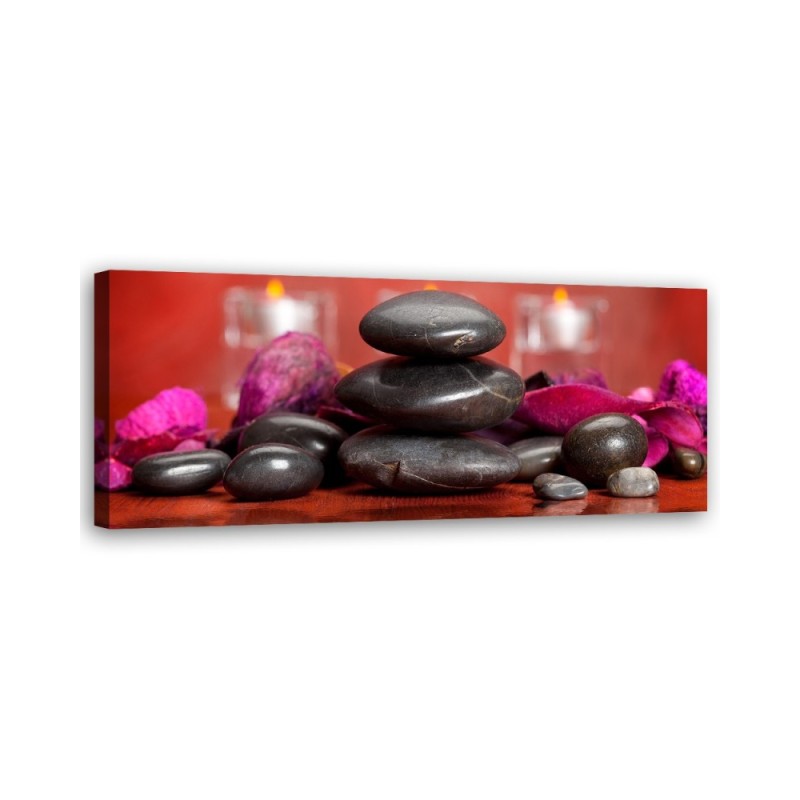 Bild auf Leinwand - Zen-Steine auf rotem Hintergrund | Feeby