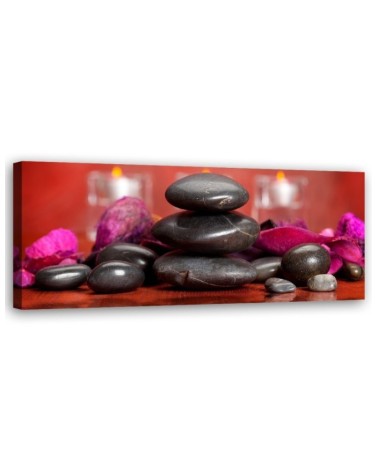 Bild auf Leinwand - Zen-Steine auf rotem Hintergrund | Feeby