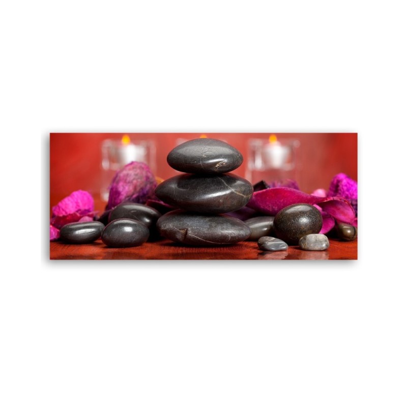 Bild auf Leinwand - Zen-Steine auf rotem Hintergrund | Feeby