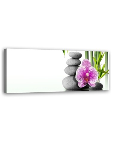 Dekoratives Leinwandbild - Steine Orchidee Bambus | Feeby