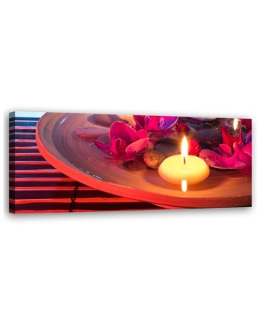 Leinwandbild - Schwebende Blumen und Zen-Steine | Feeby