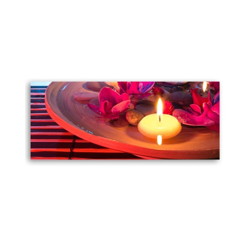 Leinwandbild - Schwebende Blumen und Zen-Steine | Feeby