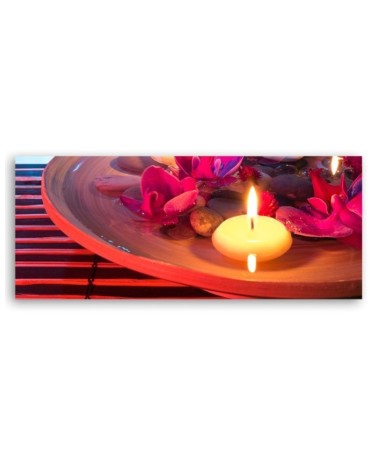 Leinwandbild - Schwebende Blumen und Zen-Steine | Feeby