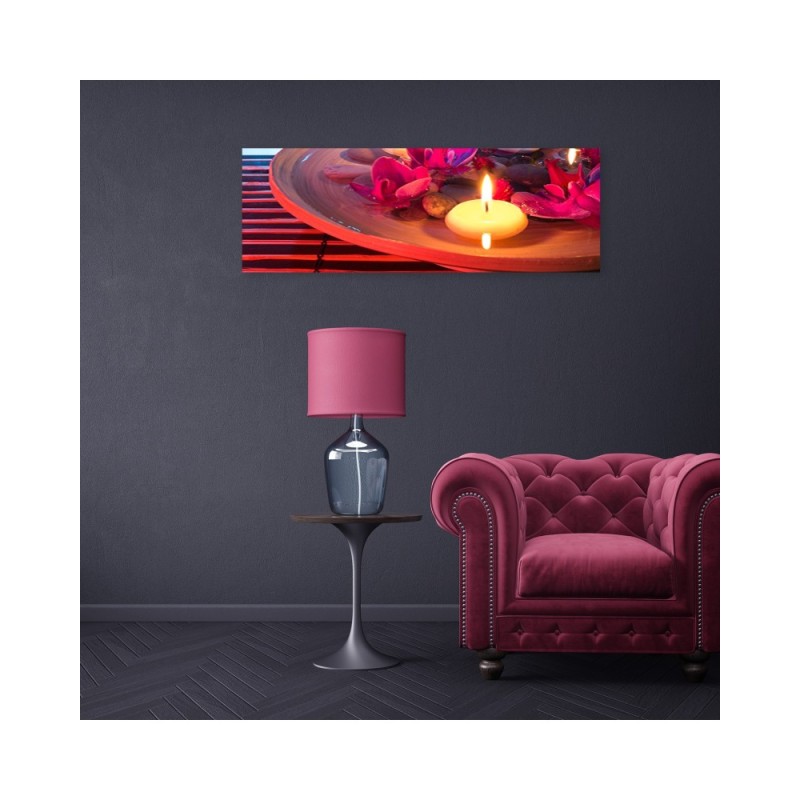 Leinwandbild - Schwebende Blumen und Zen-Steine | Feeby