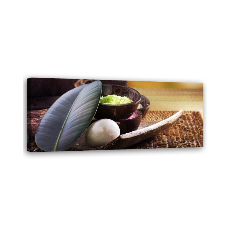Bild auf Leinwand - Zen-Komposition mit Blatt | Feeby