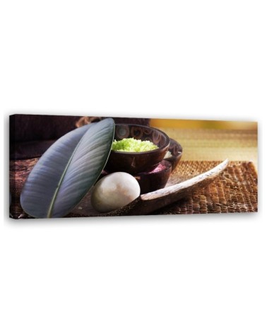 Bild auf Leinwand - Zen-Komposition mit Blatt | Feeby