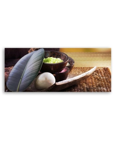 Bild auf Leinwand - Zen-Komposition mit Blatt | Feeby