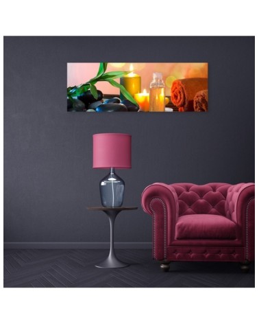 Leinwandbild modern - Zen-Blatt-Steine-Kerze | Feeby