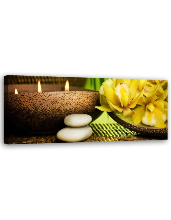 Leinwandbild - Blumen-Bambus-Kerze | Feeby