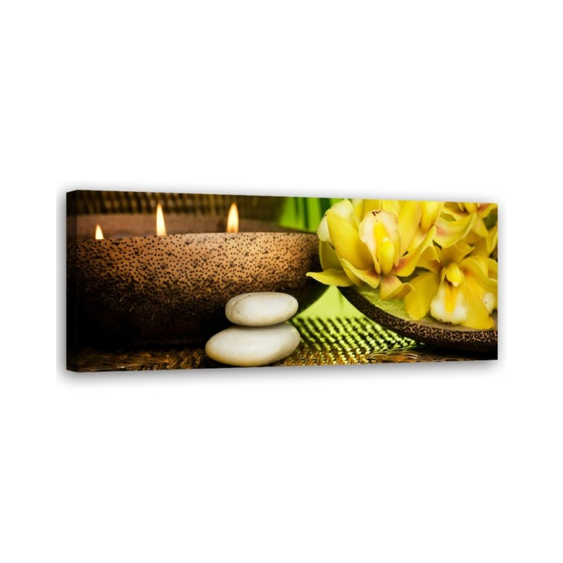 Leinwandbild - Blumen-Bambus-Kerze | Feeby