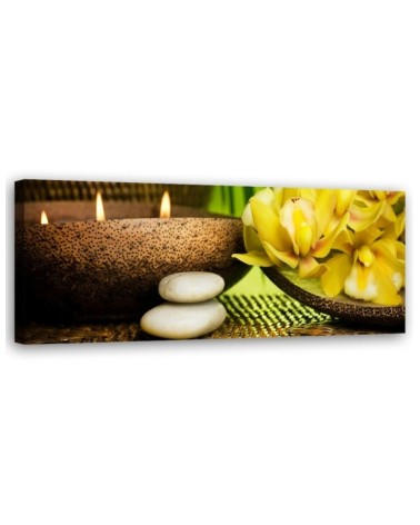 Leinwandbild - Blumen-Bambus-Kerze | Feeby