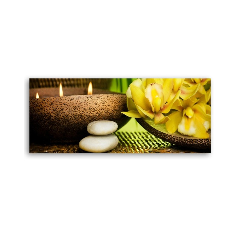 Leinwandbild - Blumen-Bambus-Kerze | Feeby