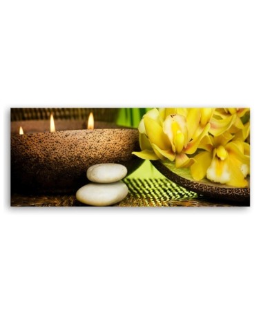 Leinwandbild - Blumen-Bambus-Kerze | Feeby