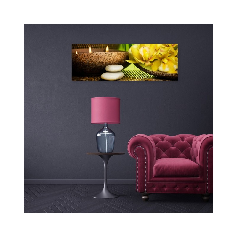 Leinwandbild - Blumen-Bambus-Kerze | Feeby