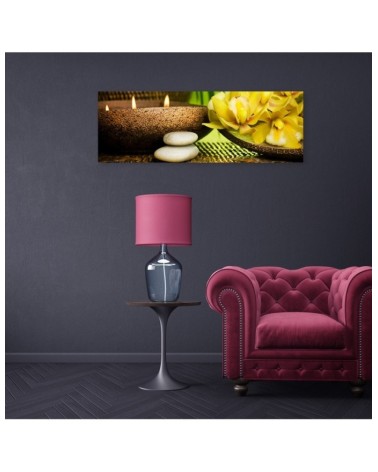 Leinwandbild - Blumen-Bambus-Kerze | Feeby