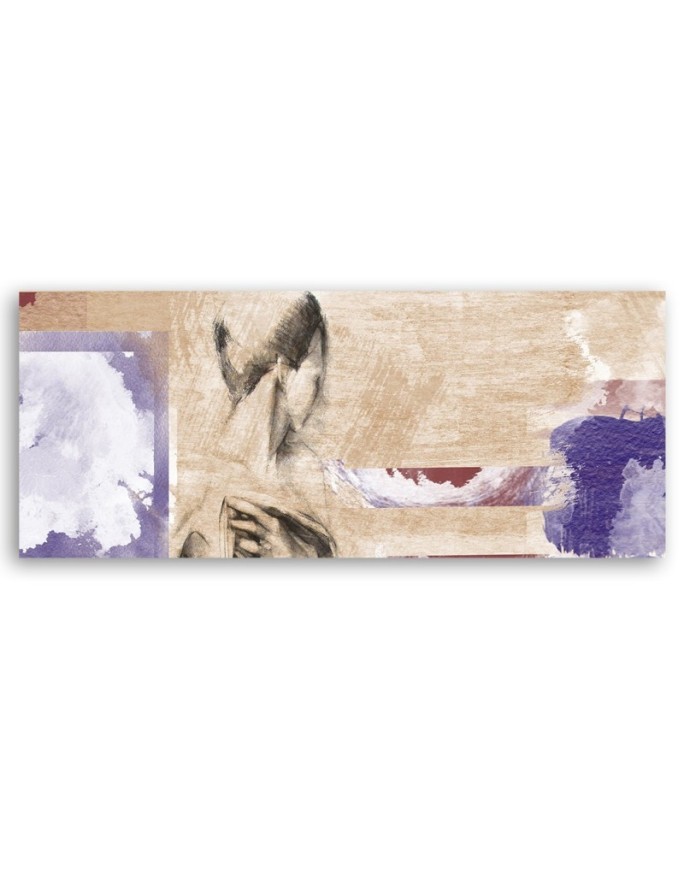 Leinwandbild - Frau auf beigem Hintergrund | Feeby