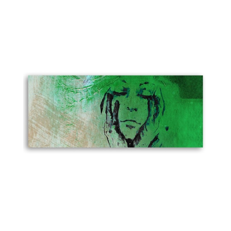 Bild auf Leinwand - Gesicht einer Frau grün abstrakt | Feeby