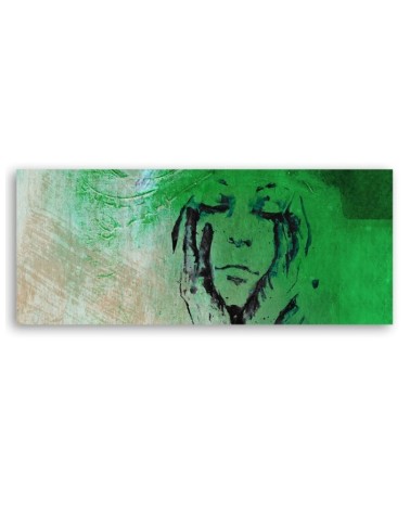 Womans face green abstract - Canvas painting | FEEBY