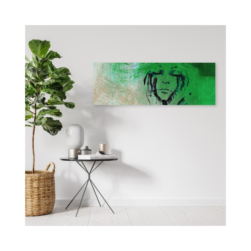 Bild auf Leinwand - Gesicht einer Frau grün abstrakt | Feeby