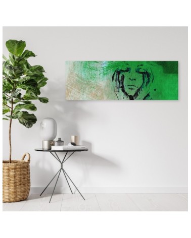 Bild auf Leinwand - Gesicht einer Frau grün abstrakt | Feeby