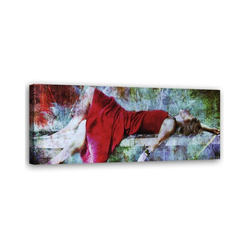 Bild auf Leinwand - Frau auf einer Brücke | Feeby