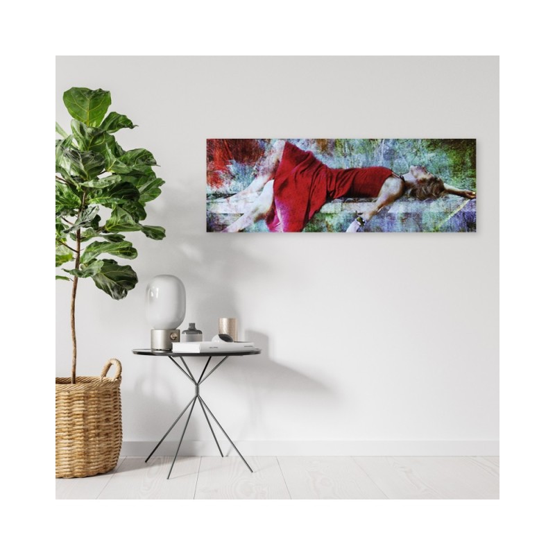 Bild auf Leinwand - Frau auf einer Brücke | Feeby