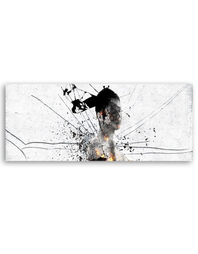 Bild auf Leinwand - Abstraktion auf zerbrochenem Glas | Feeby