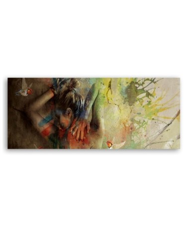 Woman and hummingbirds - Canvas print for the bedroom | FEEBY